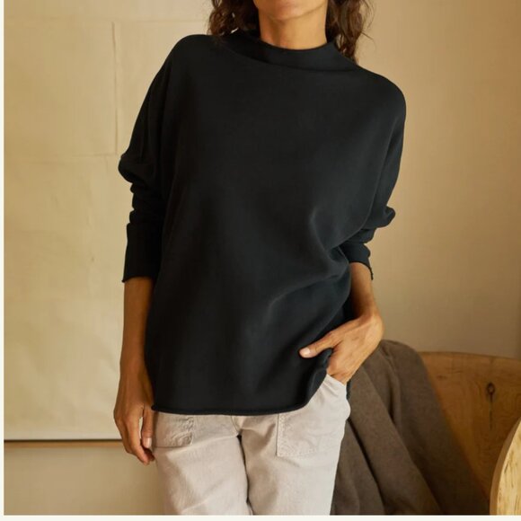 Frank & Eileen Effie Long-Sleeve Funnel Neck Triple Fleece Capelet Navy sma NWOT - Picture 1 of 11